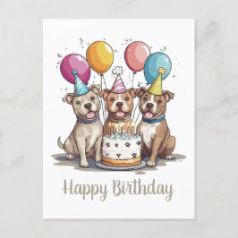 Happy Birthday American Pit Bull Terrier Dogs Postkarte
