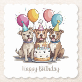 Happy Birthday American Pit Bull Terrier Dogs Untersetzer