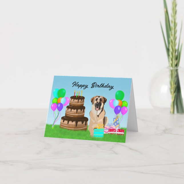 Happy Birthday Anatolian Shepherd Hund am Geburtst Karte (Vorderseite)