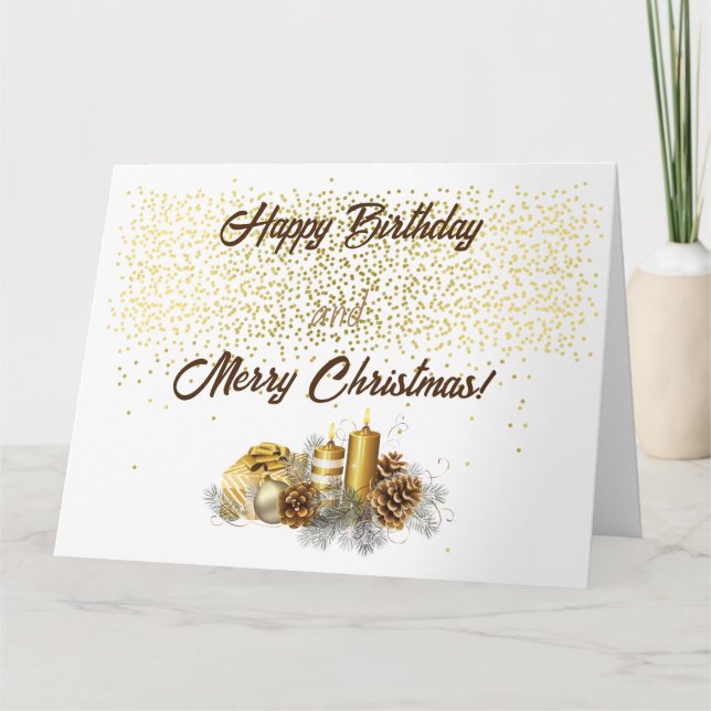 Happy Birthday and Merry Christmas Karte (Vorderseite)