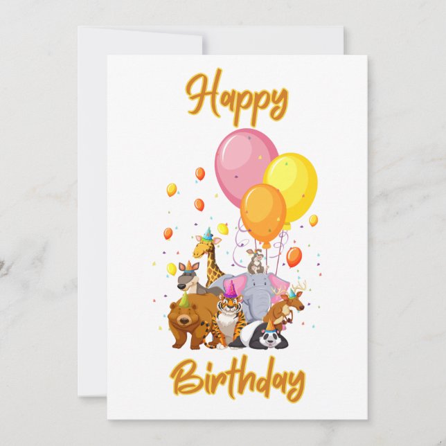 Happy Birthday Animal Collection Einladung (Vorderseite)