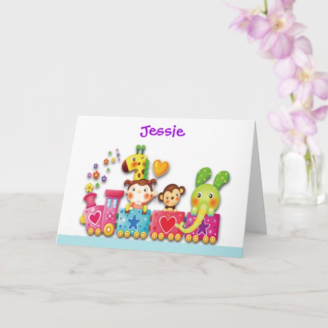 Happy Birthday Animal Train Young Child's Card Karte (Orchidee)