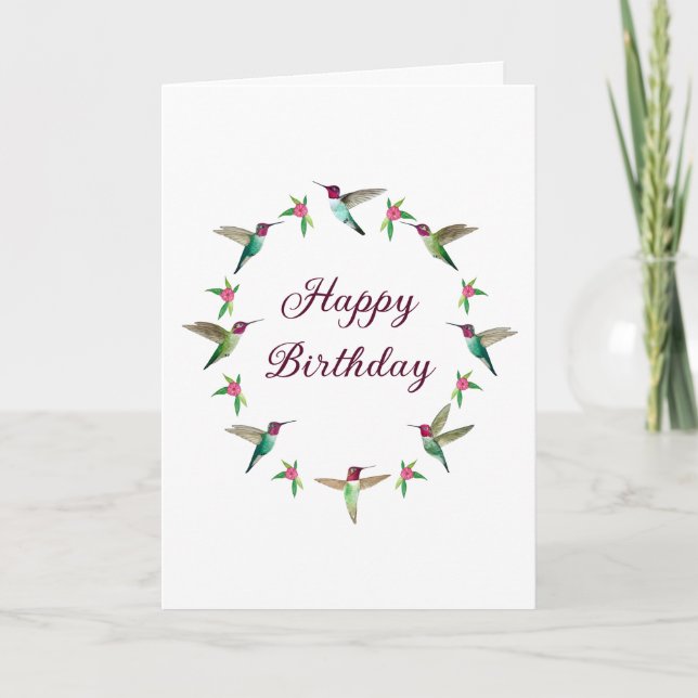 Happy Birthday Anna's Hummingbirds Card Karte (Vorderseite)