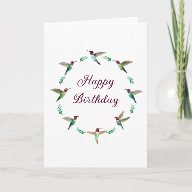 Happy Birthday Anna's Hummingbirds Karte (Vorderseite)