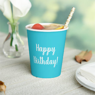Happy Birthday Aquamarin Typografy Party Pappbecher