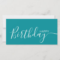 Happy Birthday Aquamarin White Modern Flat Card