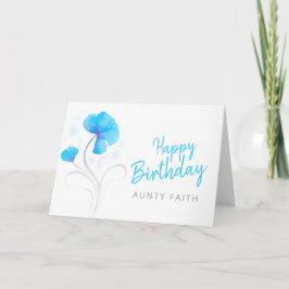 Happy Birthday Aquarell Blau Mohnblüte Blume Karte