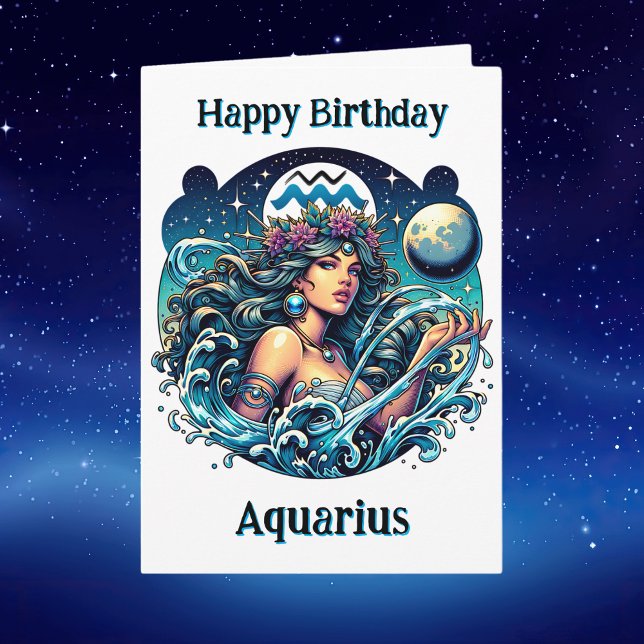 Happy Birthday Aquarius } Inside Coloring Page Karte (Von Creator hochgeladen)