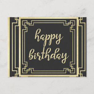 Happy Birthday Art Deco Gold Feiertagspostkarte