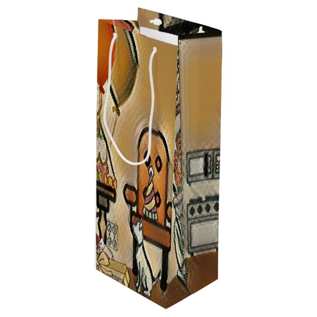Happy Birthday Art Geschenktüte Für Weinflaschen (Vorderseite Schrägansicht)