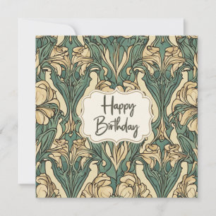 Happy Birthday Art Nouveau Floral Abstrakt Karte