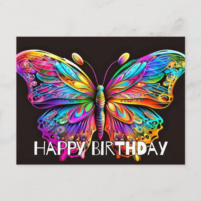 Happy Birthday Artistic Butterfly Design Postkarte (Vorderseite)
