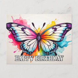 Happy Birthday Artistic Butterfly Wasserfarben Kun Feiertagspostkarte