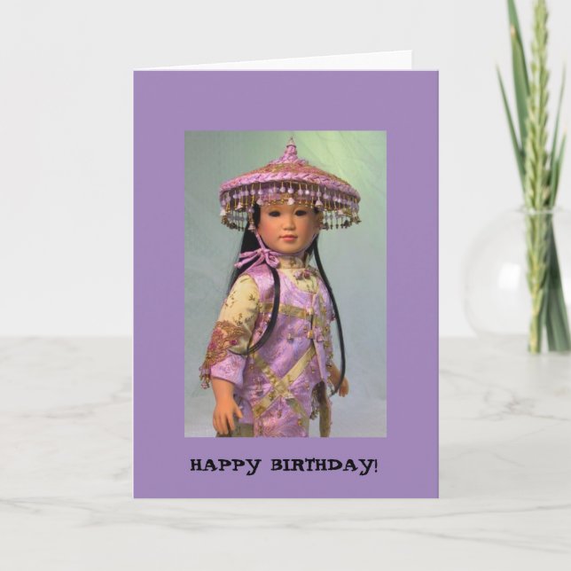 Happy Birthday Asian Doll Karte (Vorderseite)