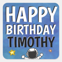 Happy Birthday Astronaut Outer Space Party Blau
