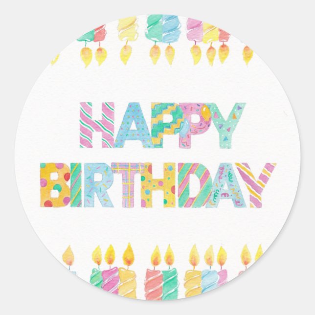 Happy Birthday Aufkleber (Vorderseite)