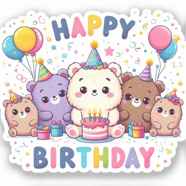Happy Birthday Aufkleber (Vorderseite)