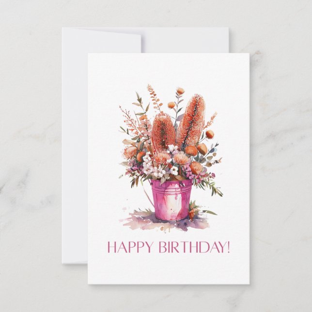 Happy Birthday Australian Blume Bucket Card (Vorderseite)