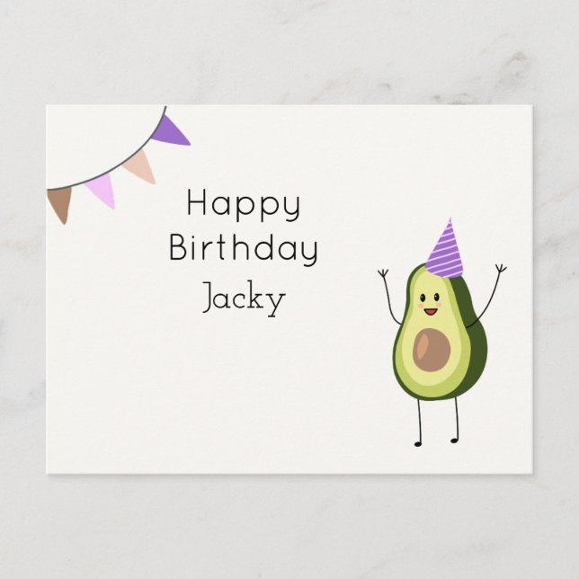 Happy Birthday Avocado Card Postkarte (Vorderseite)