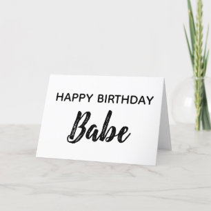 Happy Birthday Babe Liebe You White Greeting Card Dankeskarte