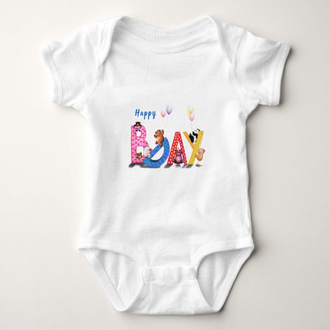 Happy Birthday Baby Bodysuit Baby Bears Party Baby Strampler (Vorderseite)