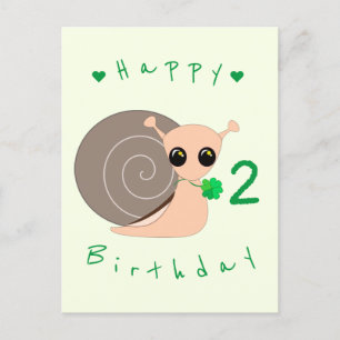 Happy Birthday Baby Card Lucky Snail mit Clover Postkarte