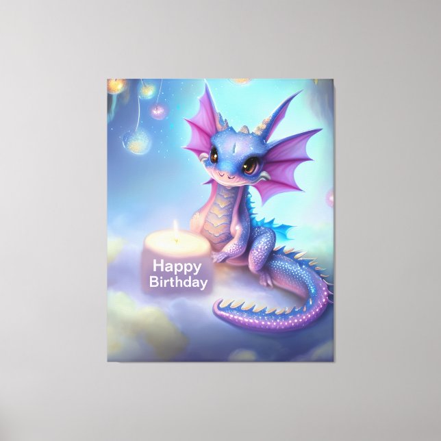 Happy Birthday Baby Dragon Leinwanddruck (Vorderseite)