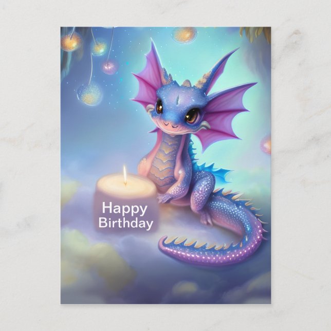 Happy Birthday Baby Dragon Postkarte (Vorderseite)