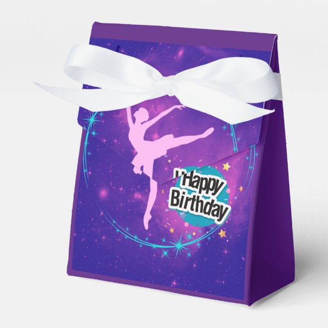 Happy Birthday Ballerina Galaxy Personalisiert Geschenkschachtel (Vorderseite)