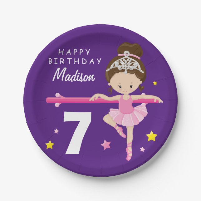 Happy Birthday Ballerina Pappteller (Vorderseite)