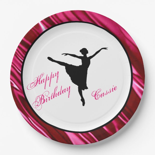 Happy Birthday Ballerina Personalisiert Paper Plat Pappteller (Vorderseite)
