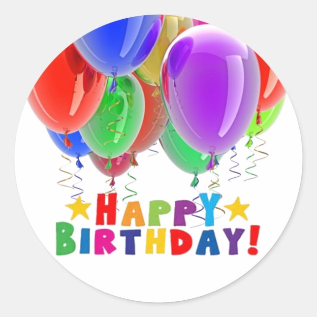 Happy Birthday Ballon Stickers und Umschlag Aufkle (Vorderseite)