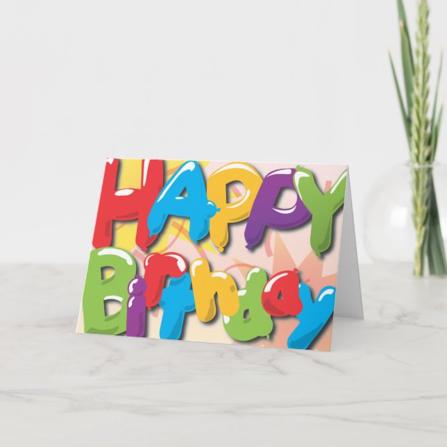 Happy Birthday Ballons Karte (Vorderseite)
