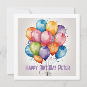 Happy Birthday Balloon Grußkarte - Benutzerdefinie Einladung