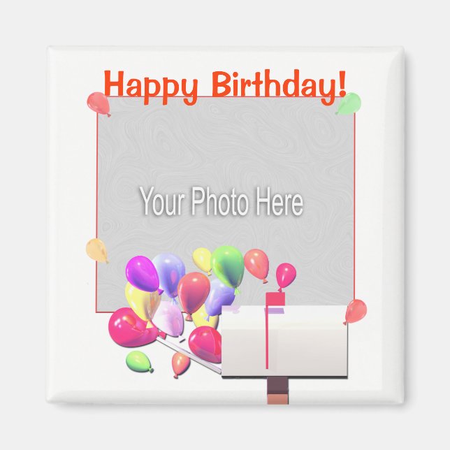 Happy Birthday Balloon Mail (Foto Rahmen) Magnet (Vorne)