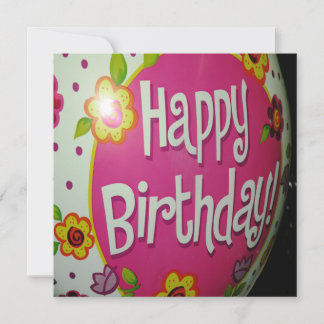 Happy Birthday Balloon mit Blume, Balloon Design Einladung