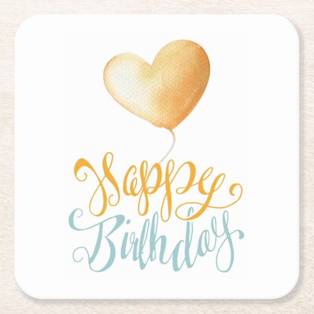 Happy Birthday Balloon Rechteckiger Pappuntersetzer (Vorderseite)