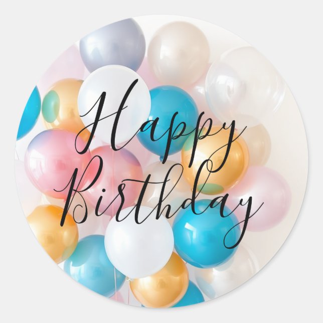 Happy Birthday Balloon Runder Aufkleber (Vorderseite)
