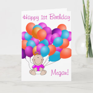 Happy Birthday Balloons Baby Girl Karte