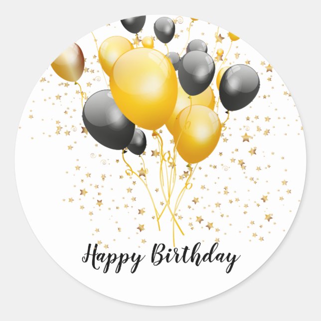 Happy Birthday Balloons Confetti Runder Aufkleber (Vorderseite)