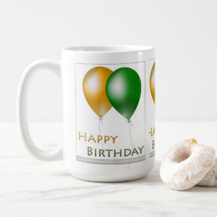 Happy Birthday Balloons Green und Gold Kaffeetasse