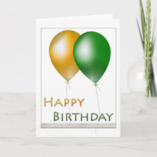 Happy Birthday Balloons Green und Gold Karte