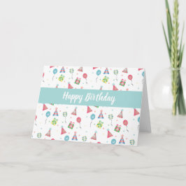 Happy Birthday Balloons Hats präsentiert Muster Karte