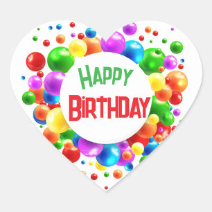 Happy Birthday Balloons Herz-Aufkleber