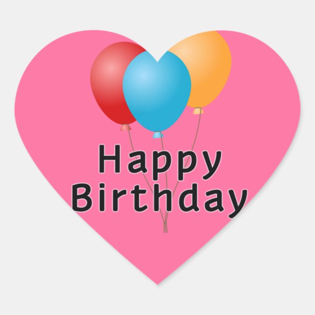 Happy Birthday Balloons Herz-Aufkleber (Vorderseite)