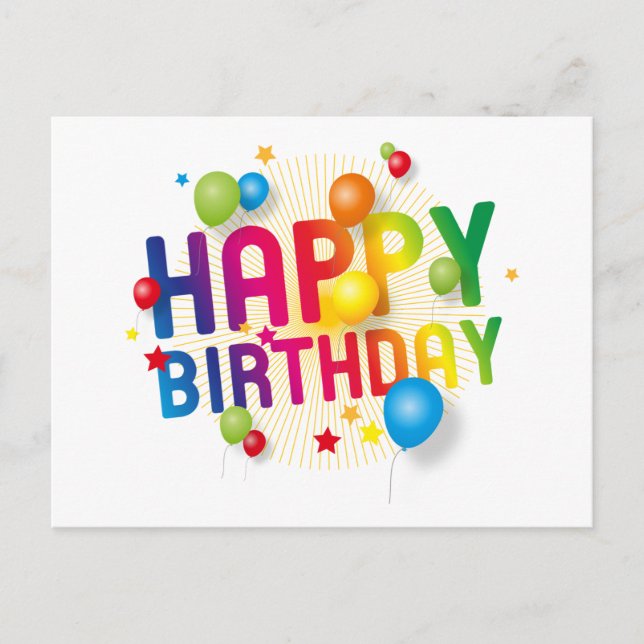 Happy Birthday Balloons Holiday Postcard Feiertagspostkarte (Vorderseite)