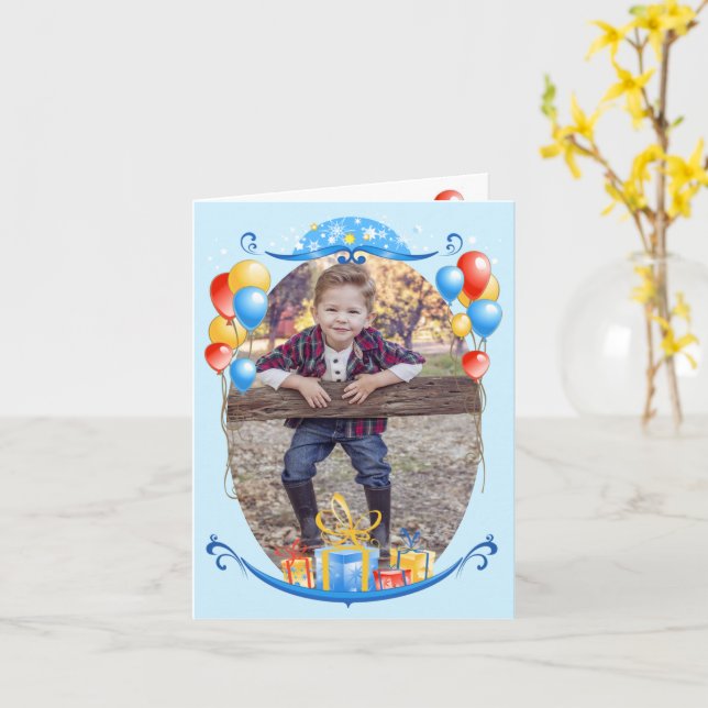 Happy Birthday Balloons Individuelle Name & Age Fo Karte (Gelbe Blume)