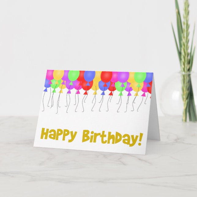 Happy Birthday Balloons Karte (Vorderseite)