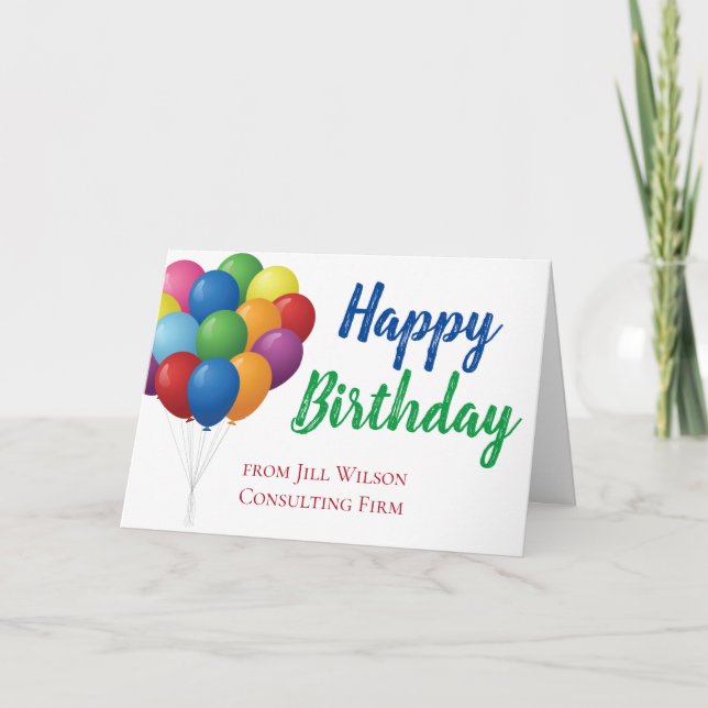 Happy Birthday Balloons Niedlich Custom Company Karte (Vorderseite)