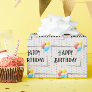 Happy Birthday Balloons on dots Geschenkpapier